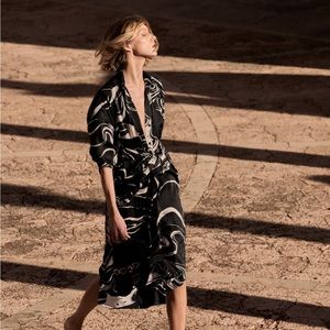 Zara black marble print maxi dress